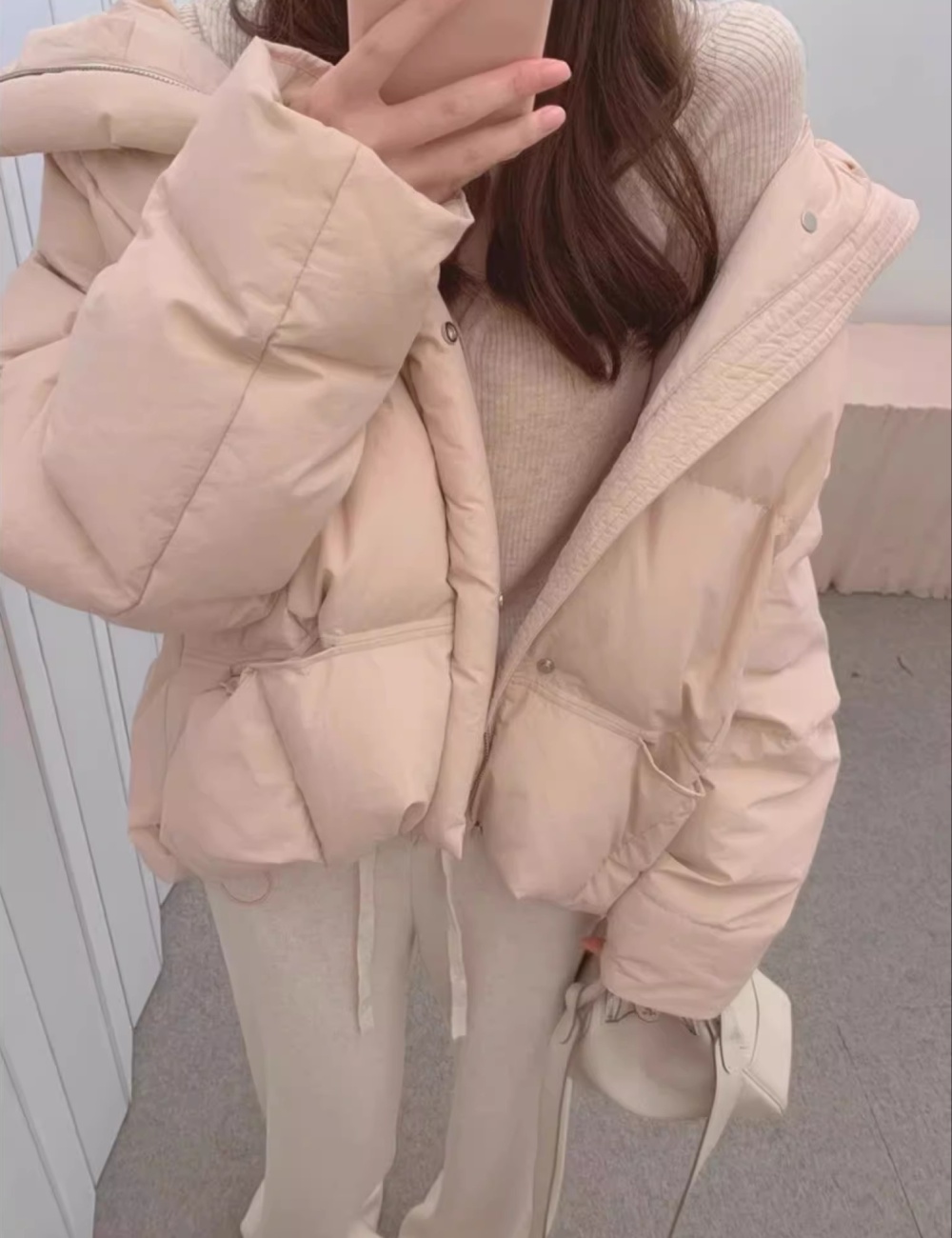 Pink bread clothing winter cotton coat for women