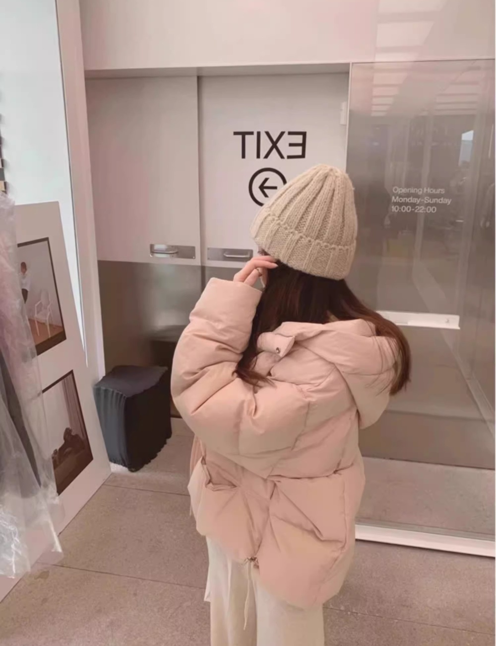 Pink bread clothing winter cotton coat for women