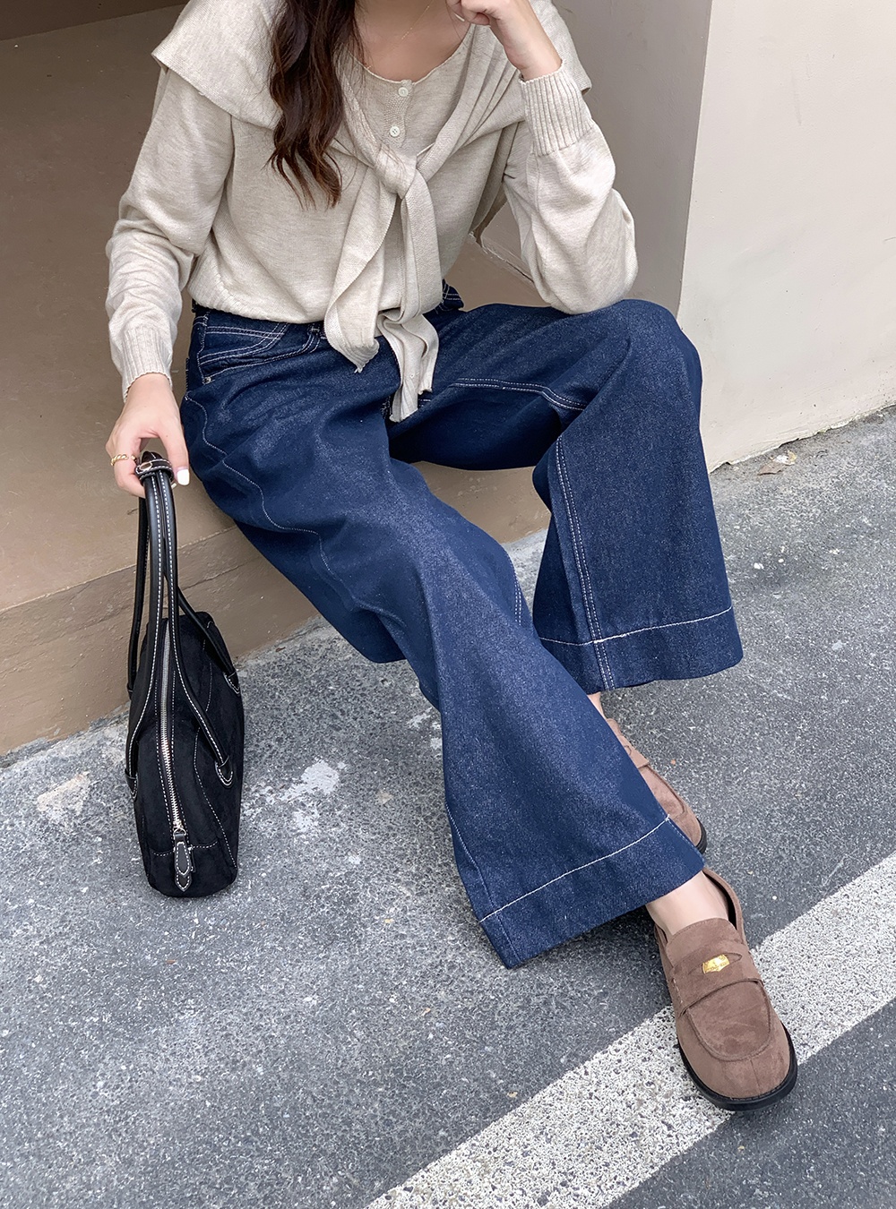 Retro high waist straight pants Casual Korean style pants