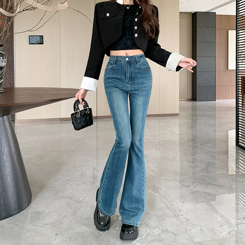 Autumn retro flare pants micro speaker slim jeans for women