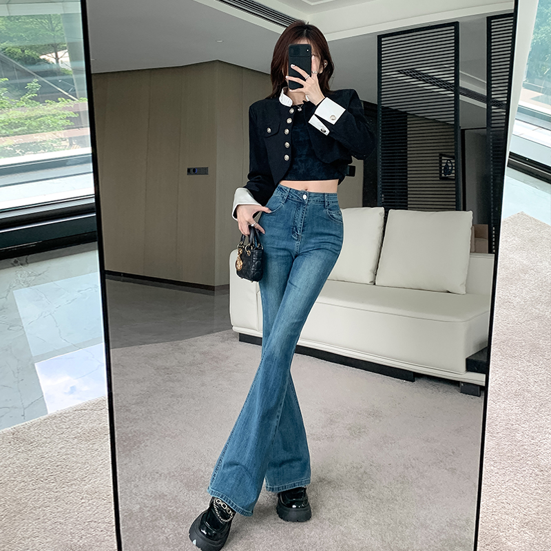 Autumn retro flare pants micro speaker slim jeans for women