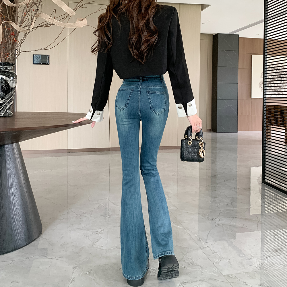 Autumn retro flare pants micro speaker slim jeans for women