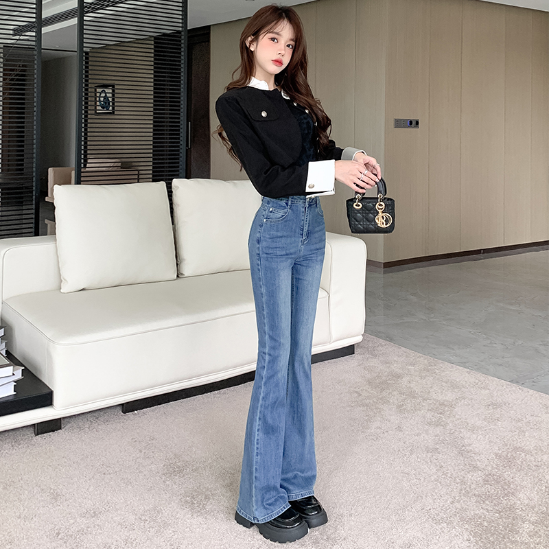 Autumn retro flare pants micro speaker slim jeans for women