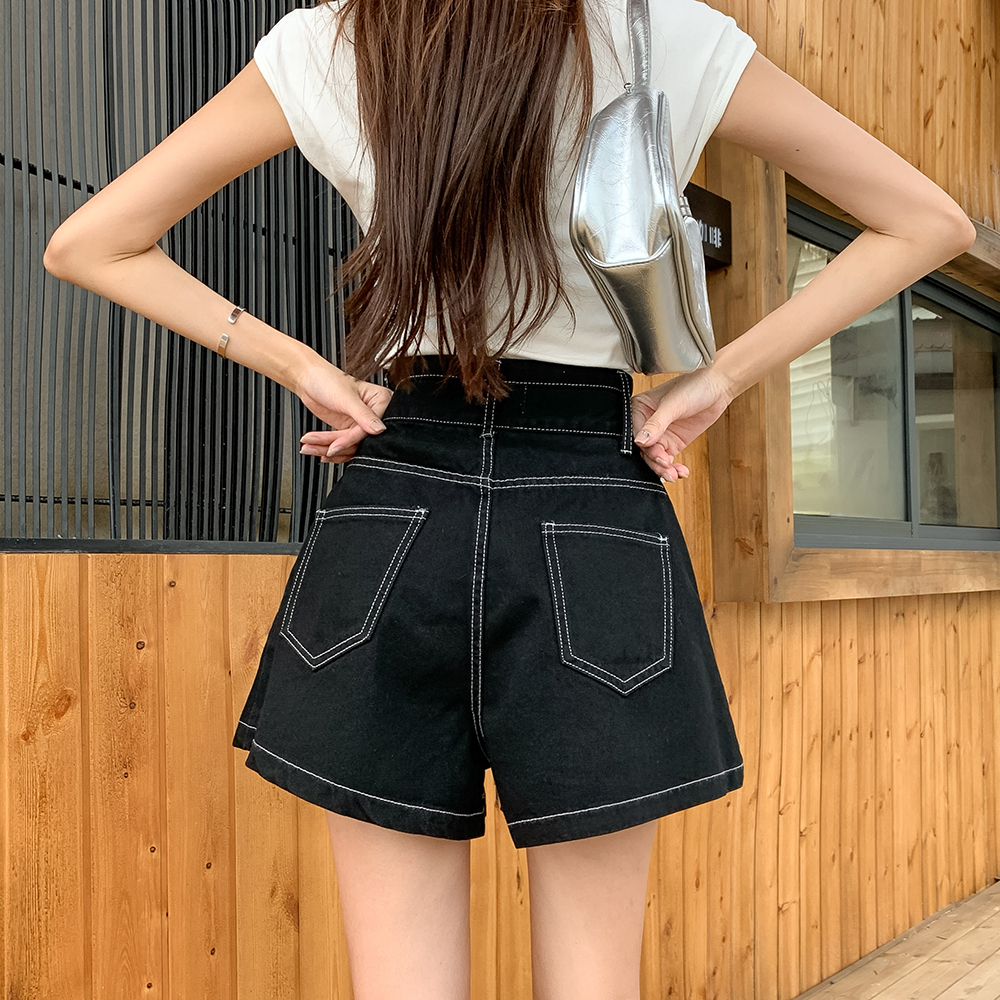 A-line all-match pants slim autumn short jeans for women