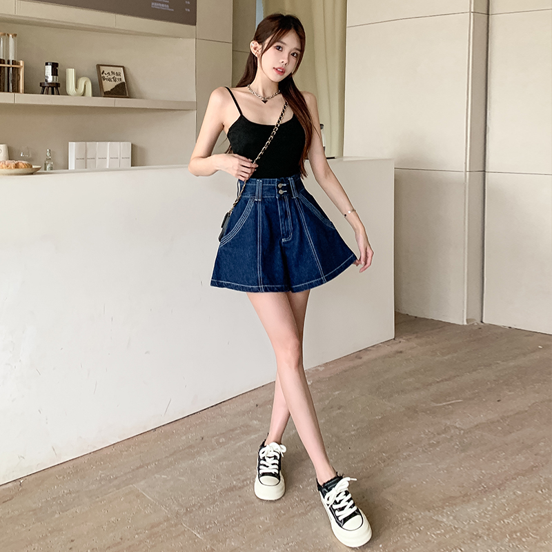 A-line all-match pants slim autumn short jeans for women