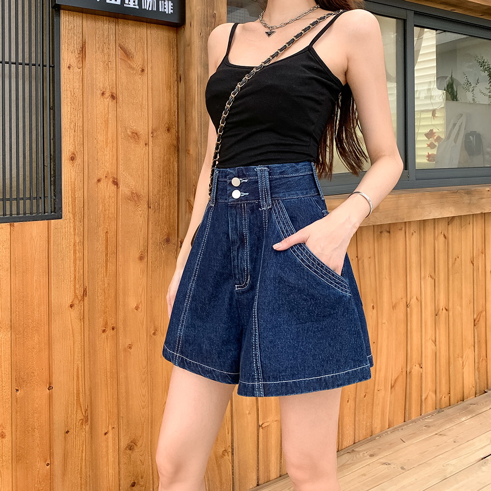 A-line all-match pants slim autumn short jeans for women