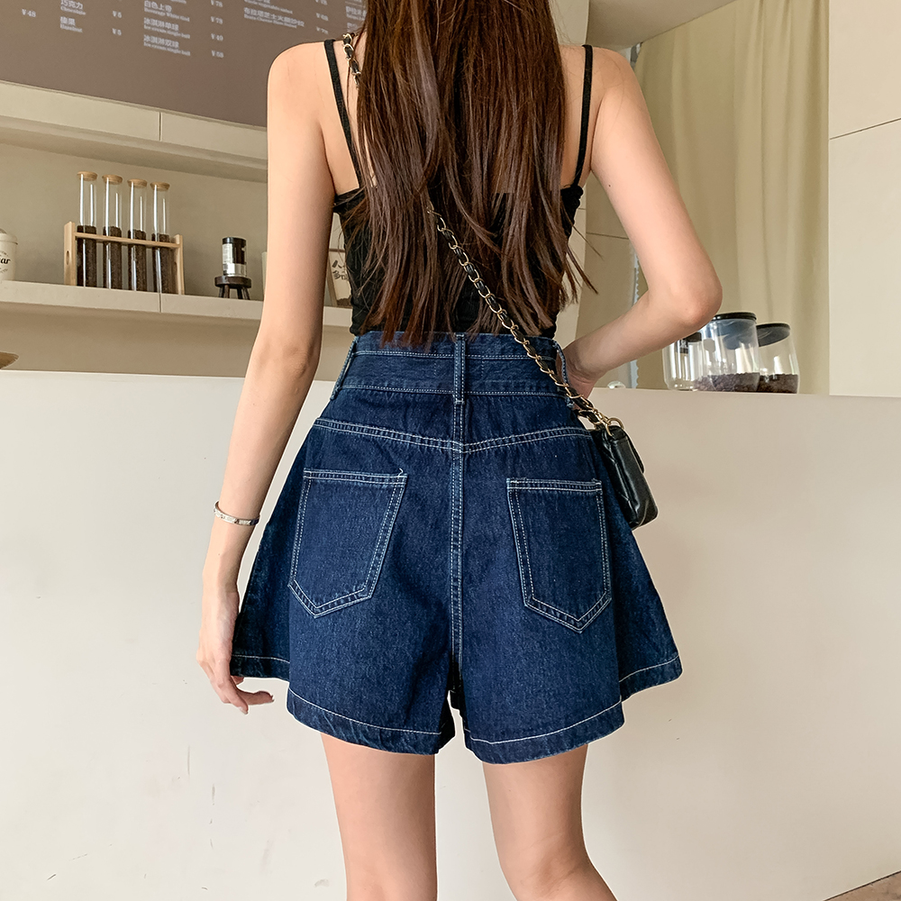 A-line all-match pants slim autumn short jeans for women