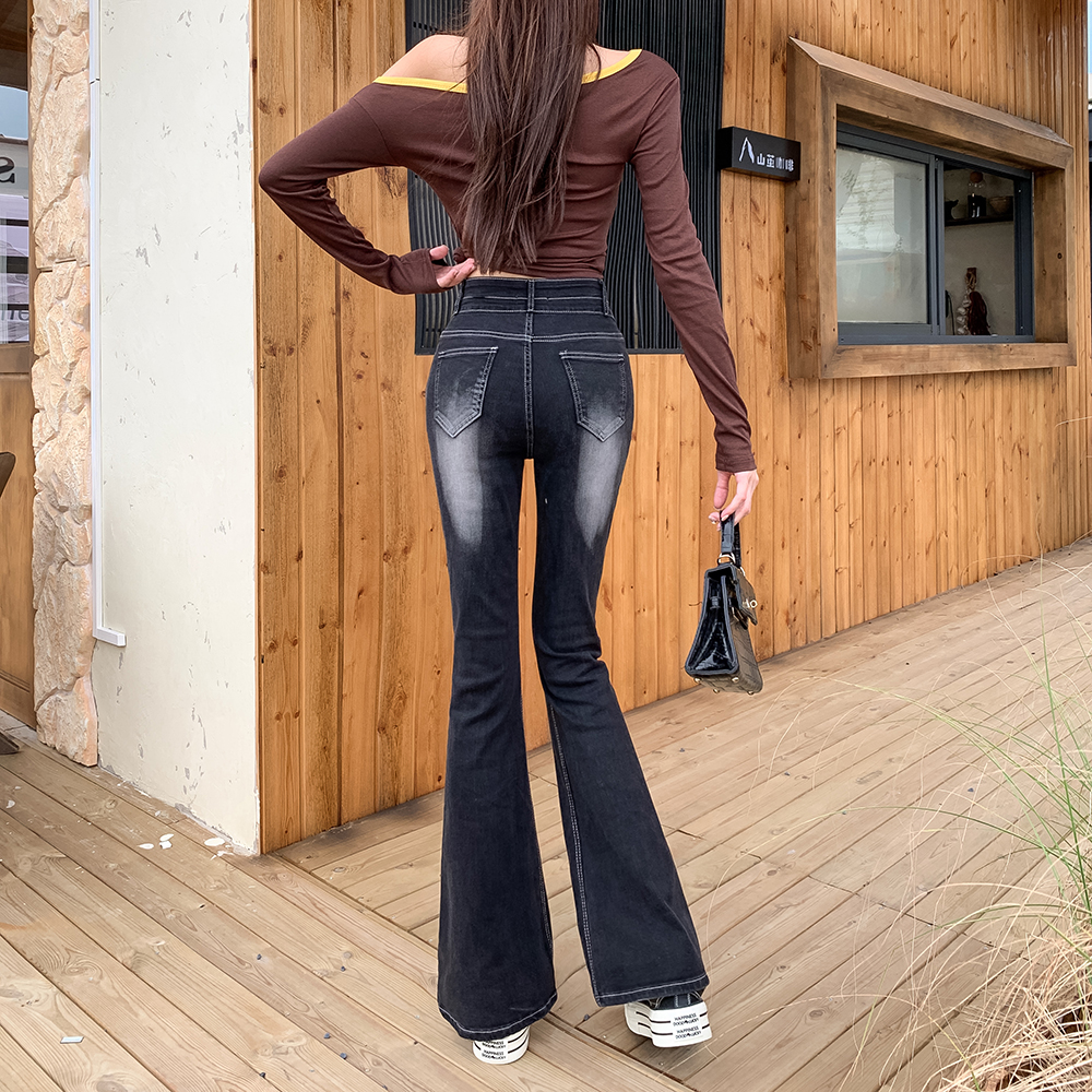 Double buckle speaker retro jeans mopping autumn pants