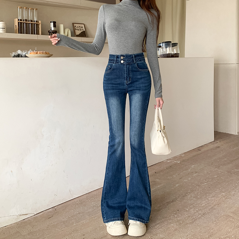 Double buckle speaker retro jeans mopping autumn pants