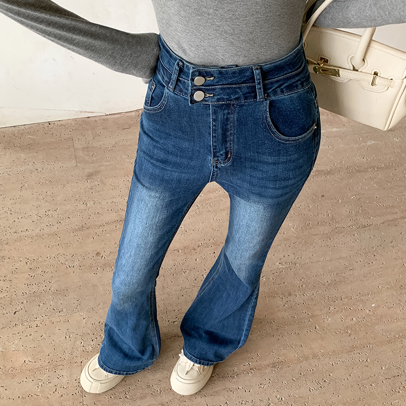 Double buckle speaker retro jeans mopping autumn pants