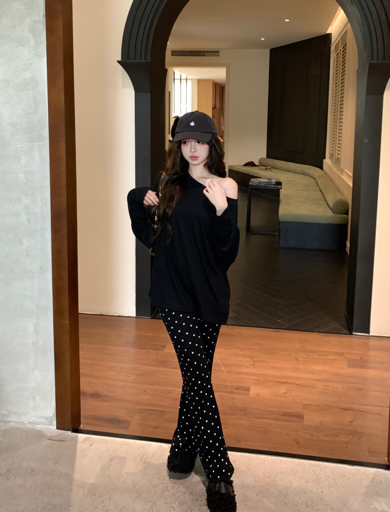 Show high polka dot slim autumn flare pants