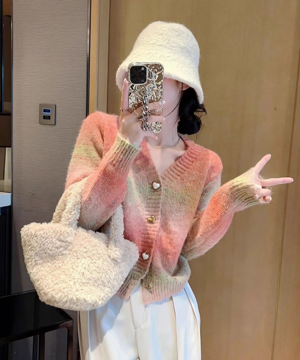 Knitted candy colors coat autumn cardigan for women