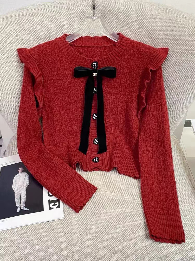 Autumn and winter bow cardigan Korean style sweater