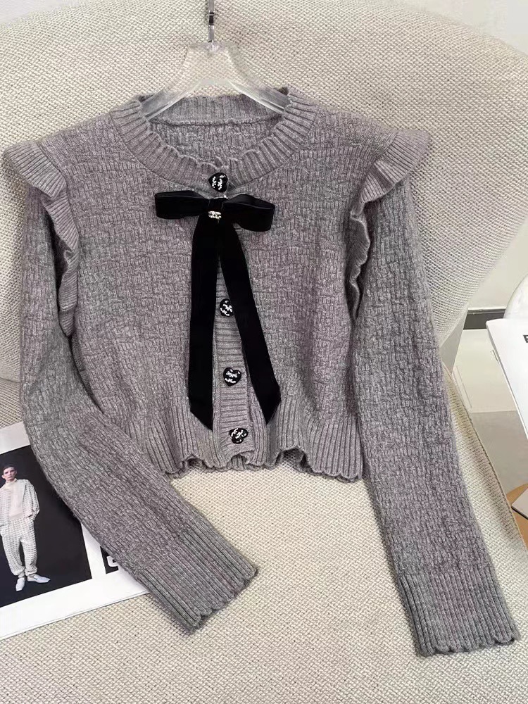 Autumn and winter bow cardigan Korean style sweater