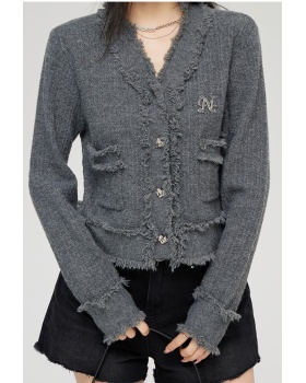 Long sleeve V-neck cardigan chanelstyle autumn tops