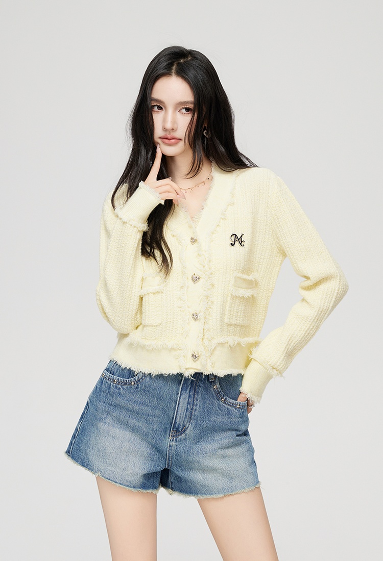 Long sleeve V-neck cardigan chanelstyle autumn tops