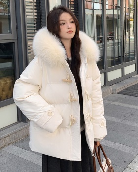 Purple down bread clothing thick cotton coat for women