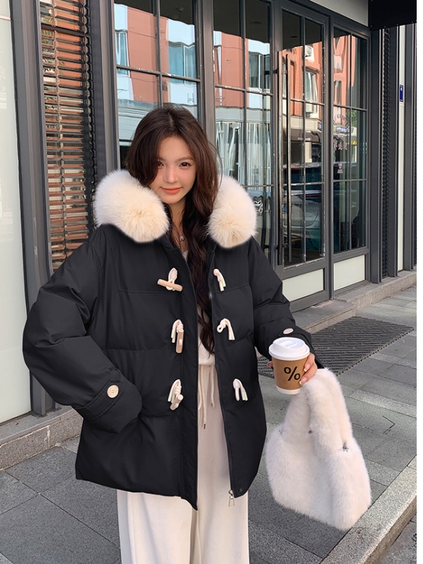 Purple down bread clothing thick cotton coat for women