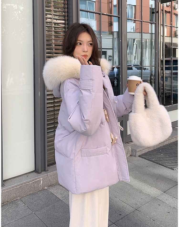 Purple down bread clothing thick cotton coat for women