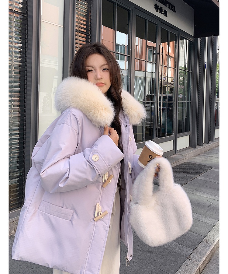 Purple down bread clothing thick cotton coat for women