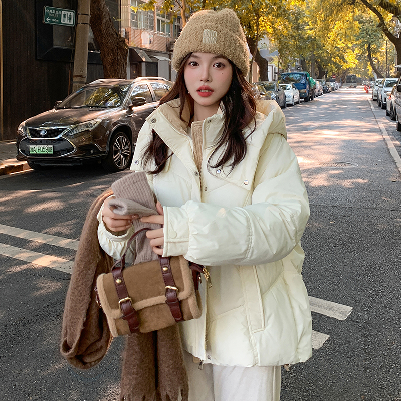 Short cotton coat hooded bread clothing for women