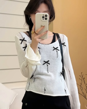 Bow sweet worn sweater Korean style sling vest for women