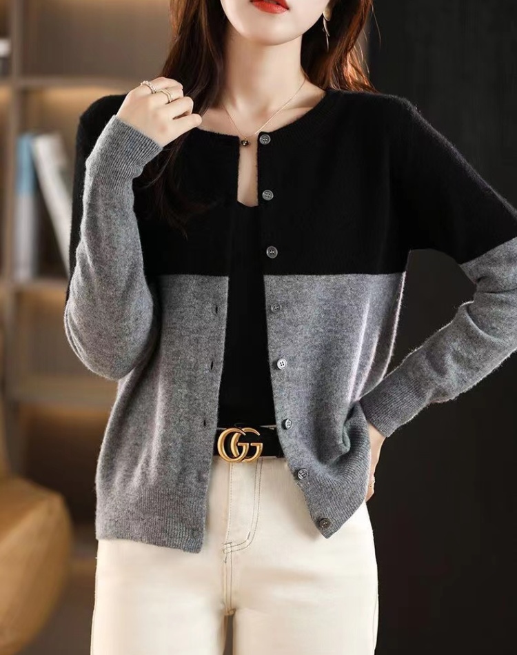 Wool round neck loose coat show thin cashmere tops for women