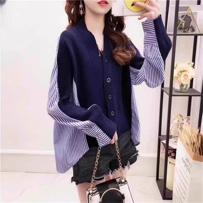 Show young loose shirt knitted coat for women