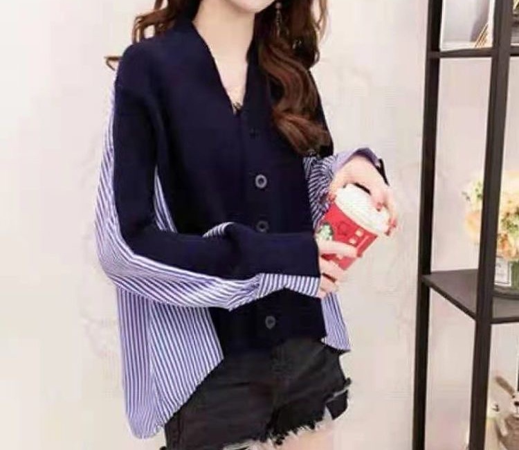 Show young loose shirt knitted coat for women