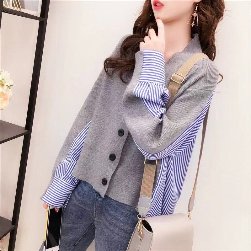 Show young loose shirt knitted coat for women