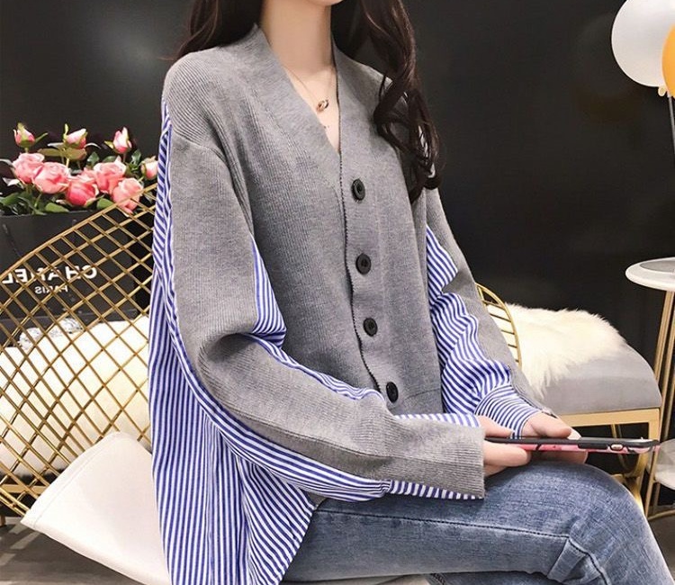 Show young loose shirt knitted coat for women