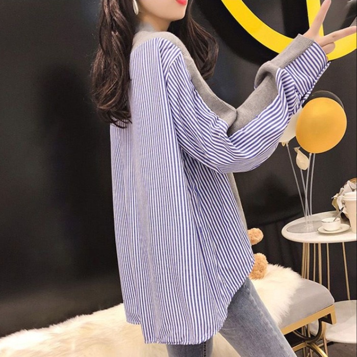 Show young loose shirt knitted coat for women