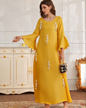 Simple sequins slim dress beading pure robe