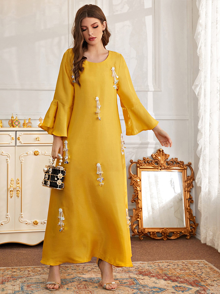 Simple sequins slim dress beading pure robe