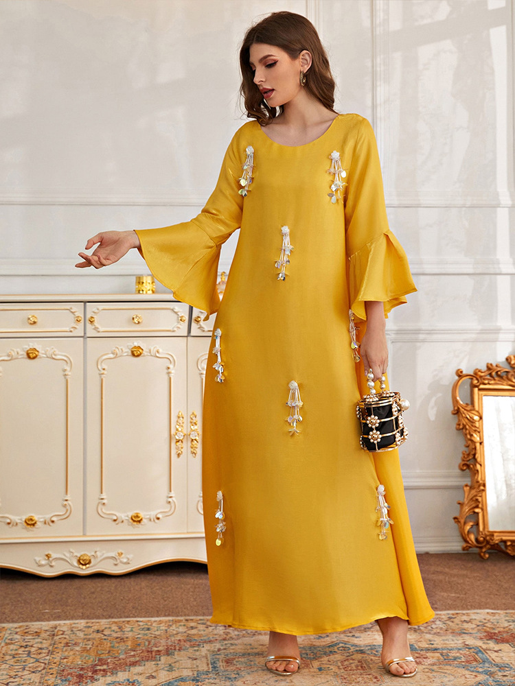 Simple sequins slim dress beading pure robe