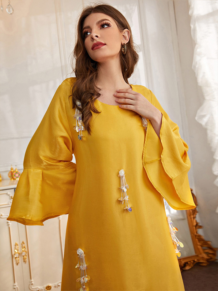 Simple sequins slim dress beading pure robe