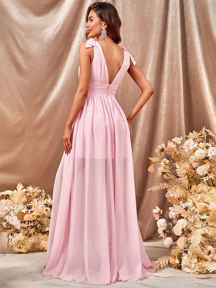 Sweet European style evening dress high slit dress