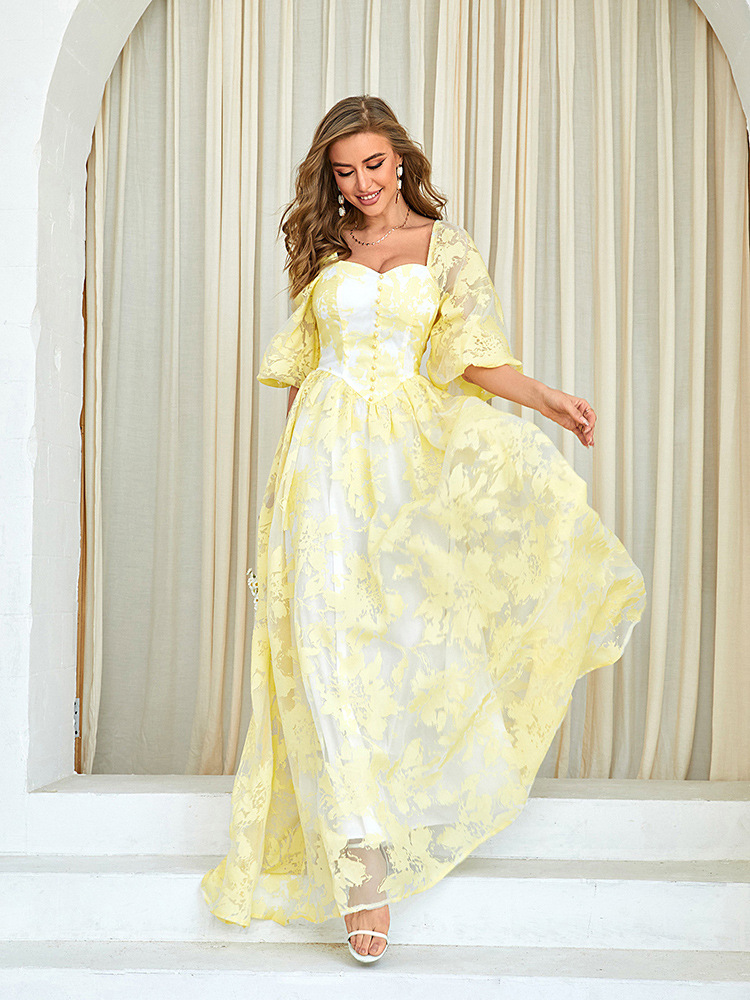 European style long dress gauze beach dress