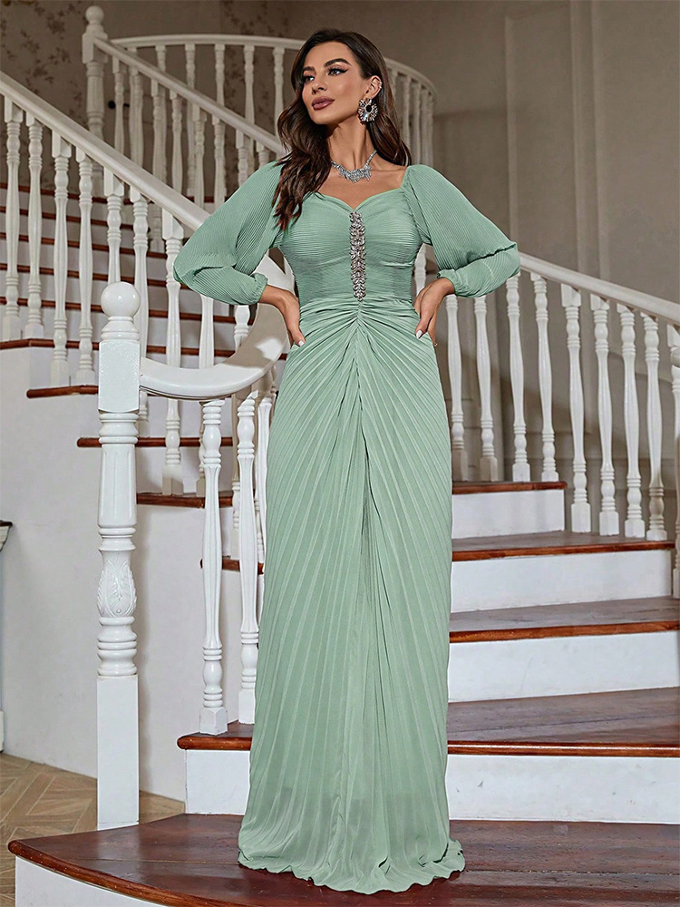 Chiffon autumn evening dress temperament long dress