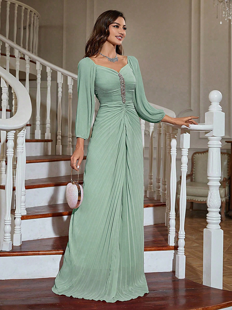 Chiffon autumn evening dress temperament long dress