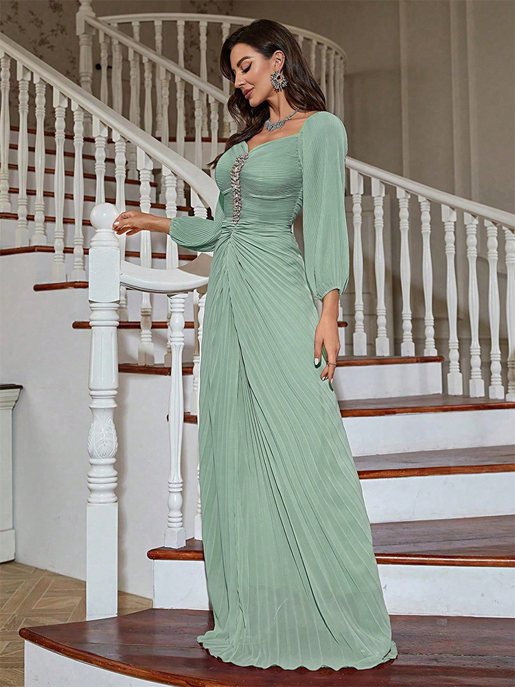 Chiffon autumn evening dress temperament long dress