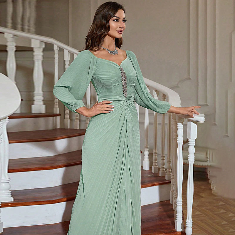 Chiffon autumn evening dress temperament long dress