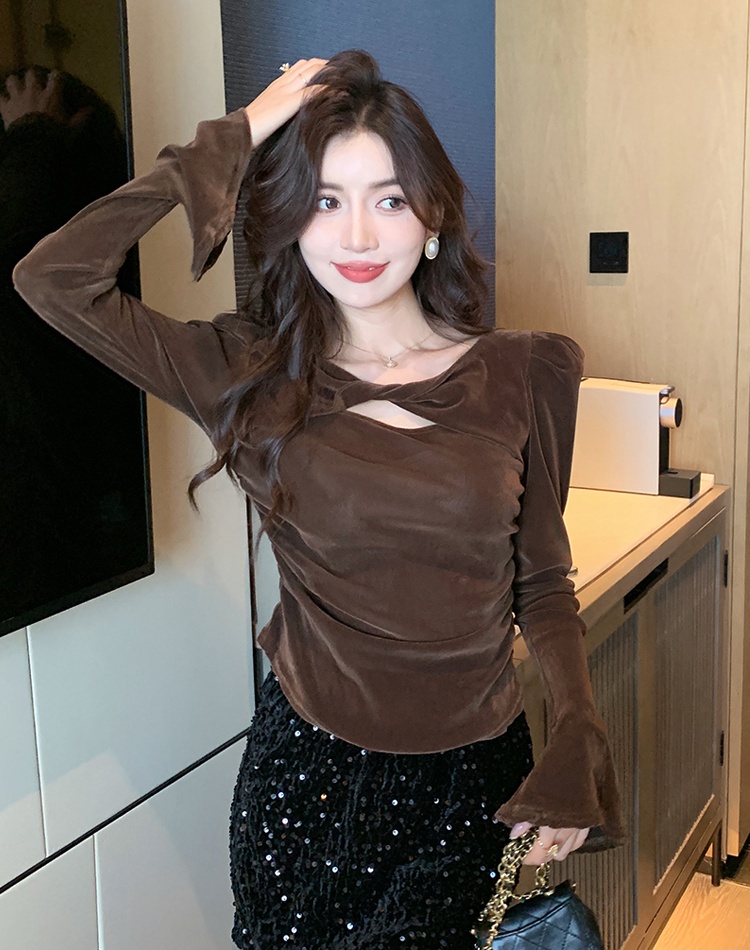 Long sleeve all-match small shirt personality tops