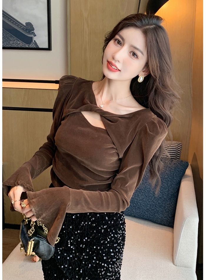 Long sleeve all-match small shirt personality tops