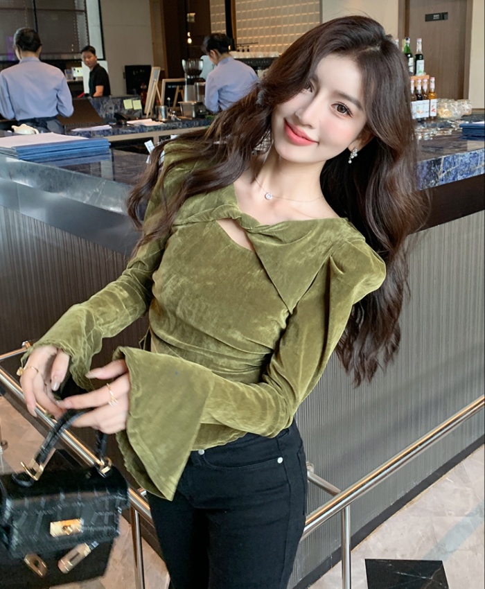 Long sleeve all-match small shirt personality tops