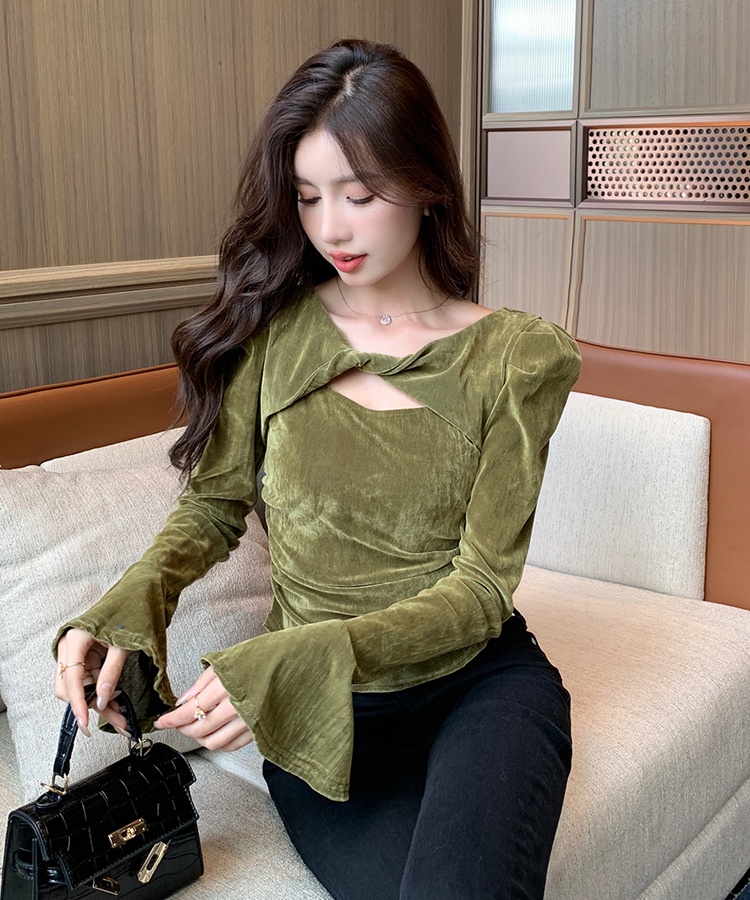 Long sleeve all-match small shirt personality tops