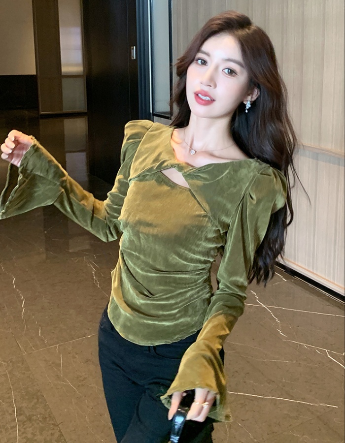 Long sleeve all-match small shirt personality tops