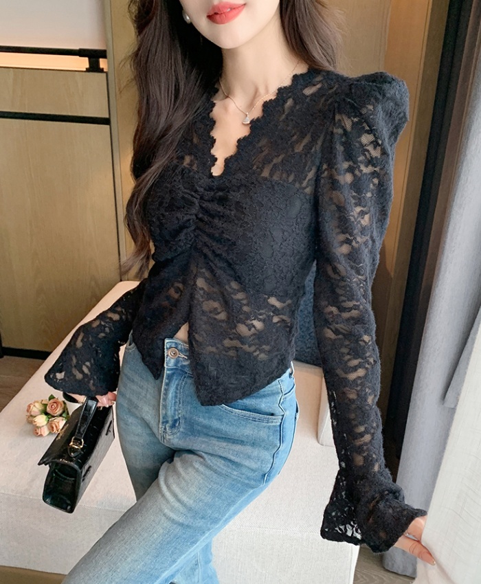 Autumn and winter small shirt V-neck shirts for women