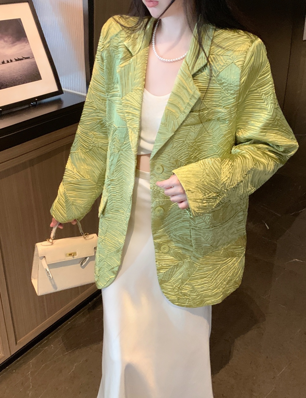 Fashion long sleeve business suit long twill coat for women