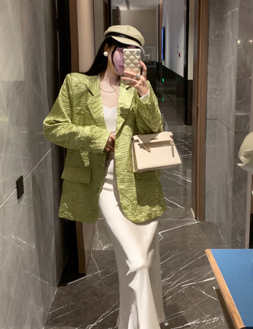 Fashion long sleeve business suit long twill coat for women